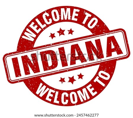 Welcome to Indiana stamp. Indiana round sign isolated on white background