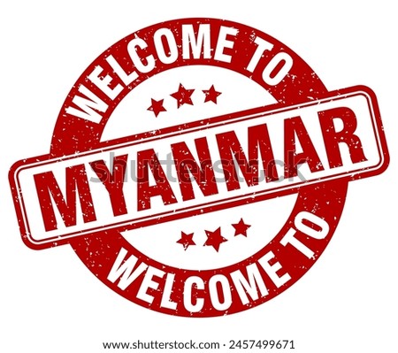 Welcome to Myanmar stamp. Myanmar round sign isolated on white background