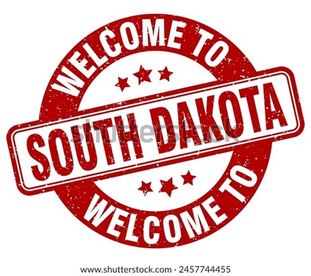 Welcome to South Dakota stamp. South Dakota round sign isolated on white background