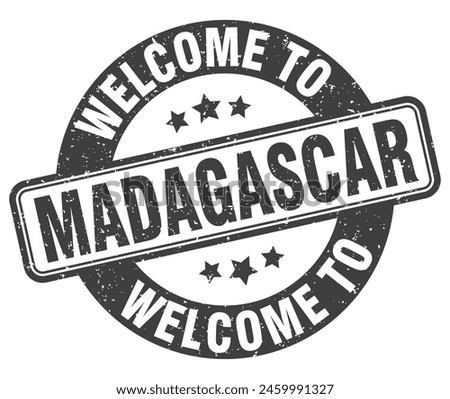 Welcome to Madagascar stamp. Madagascar round sign isolated on white background
