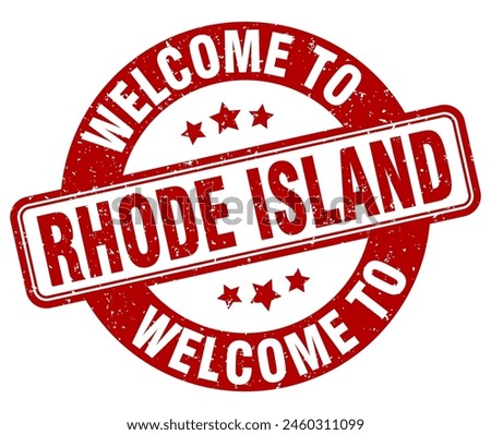 Welcome to Rhode Island stamp. Rhode Island round sign isolated on white background