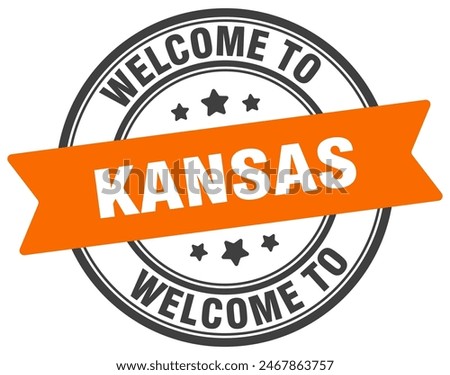 Welcome to Kansas stamp. Kansas round sign isolated on white background