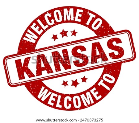 Welcome to Kansas stamp. Kansas round sign isolated on white background