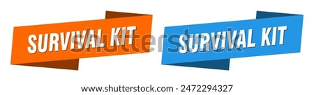 survival kit ribbon label sign set. survival kit banner