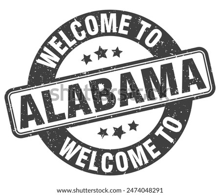 Welcome to Alabama stamp. Alabama round sign isolated on white background