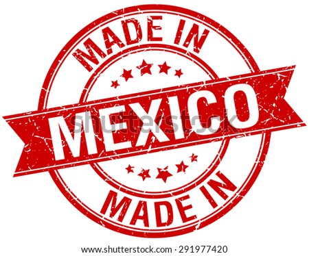made in Mexico red round vintage stamp