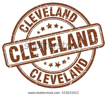 Cleveland. stamp. brown round grunge vintage Cleveland sign