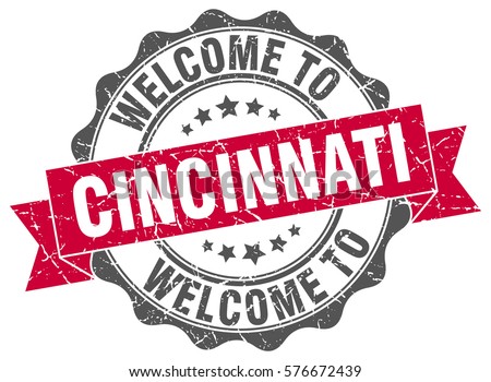 Cincinnati. Welcome to Cincinnati stamp