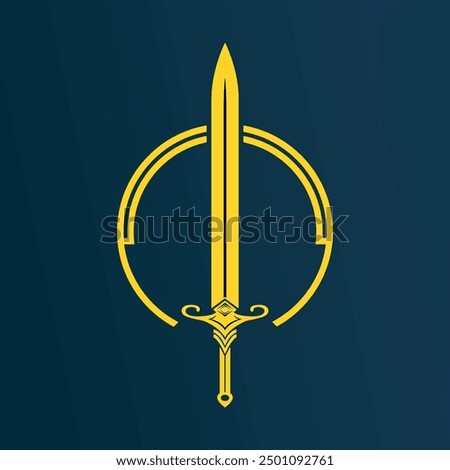 Swords vector icon illustration, sword in the circle vector, Sword isolated on black background.