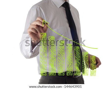 Male hand drawing a graph