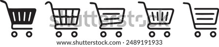 Shopping cart icons set. Shopping basket icon collection. Shopping cart line and flat icon. Internet shop symbol. Web store shopping cart