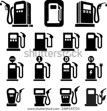 Fuel icon set. Gas station icons or signs. Engine oil icon symbol. Transport collection, petrol fuel. Vector illustration