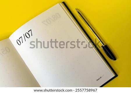 Similar – Image, Stock Photo Opened daily planner notebook with blank pages