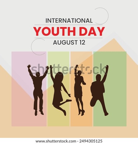 International Youth Day, fun, colorful, poster, illustration, background, celebration, people, community, banner, social, celebrate, august, day, international, event, world, society, youth, holiday