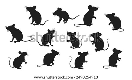  mouse silhouette set Vector on a white background