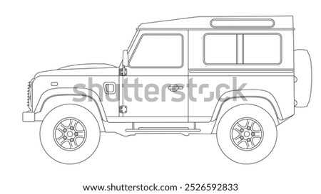 Classic Britain Offroader SUV English England UK Sport Utility Vehicle Icon Vector 