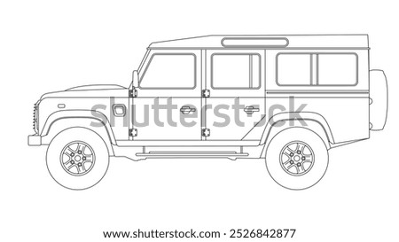 Classic Britain Offroader SUV English England UK Sport Utility Vehicle Icon Vector 