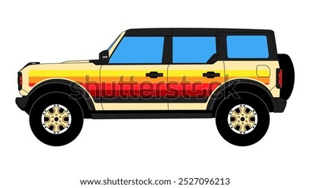 Modern SUV USA Sport Utility Vehicle Vector Outline Classic Icon Speed Off road