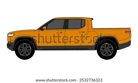 EV Pickup Truck Vector Mid-size Electric Vehicle USA 