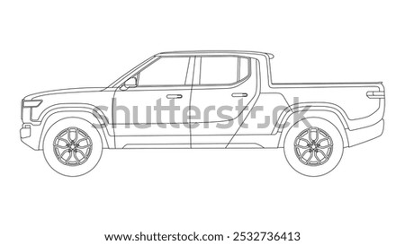 EV Pickup Truck Vector Mid-size Electric Vehicle USA 