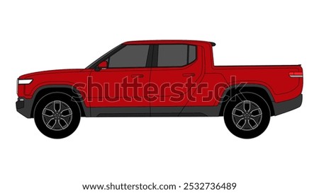 EV Pickup Truck Vector Mid-size Electric Vehicle USA 