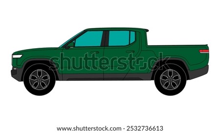 EV Pickup Truck Vector Mid-size Electric Vehicle USA 