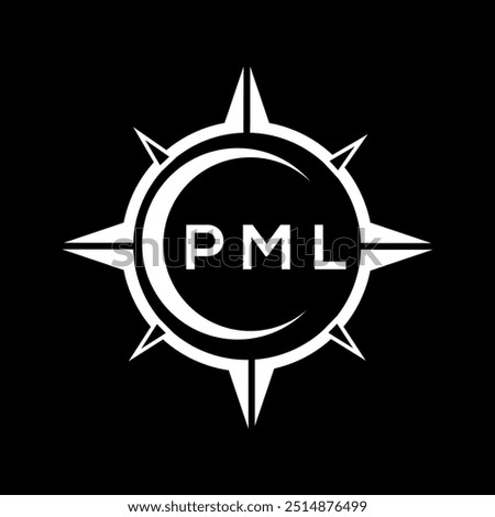 PML abstract technology circle setting logo design on black background. PML creative initials letter logo.
