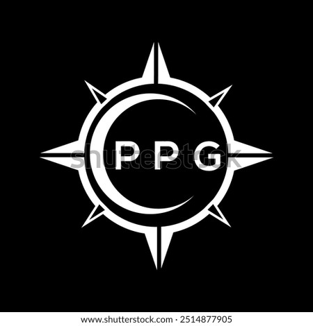 PPG abstract technology circle setting logo design on black background. PPG creative initials letter logo concept.
