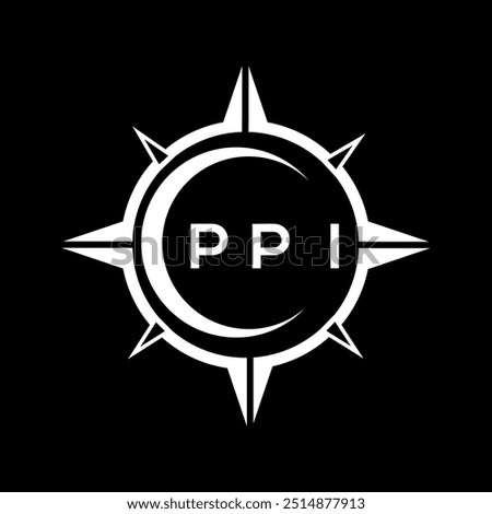 PPI abstract technology circle setting logo design on black background. PPI creative initials letter logo concept.
