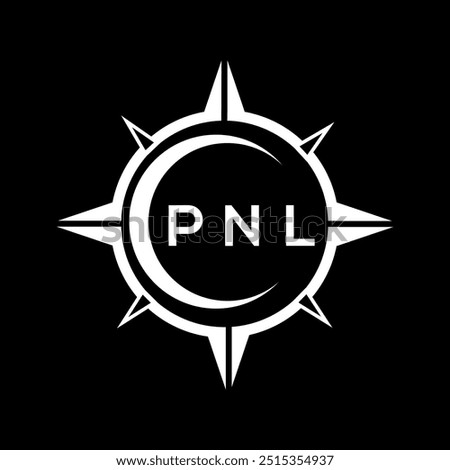 PNL abstract technology circle setting logo design on black background. PNL creative initials letter logo concept.
