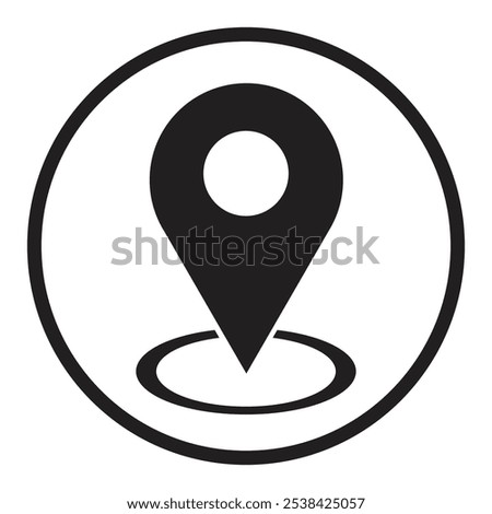 
Location Image Black Glyph Icon, Location Graphic, Location Icon, Black Icon Vector black and white circle background