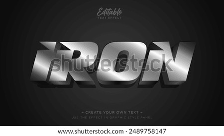 Iron stainless text style effect. Metallic editable text effect