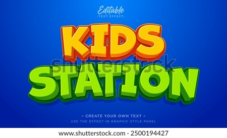 Kids station text style, Kids playground text effect banner headline