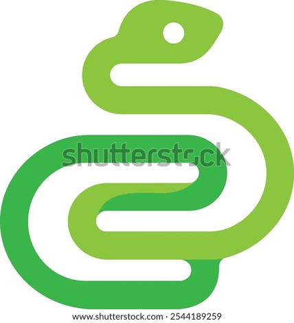 Green snake logo option made of two green colors, symbol and sign of 2025 vector.