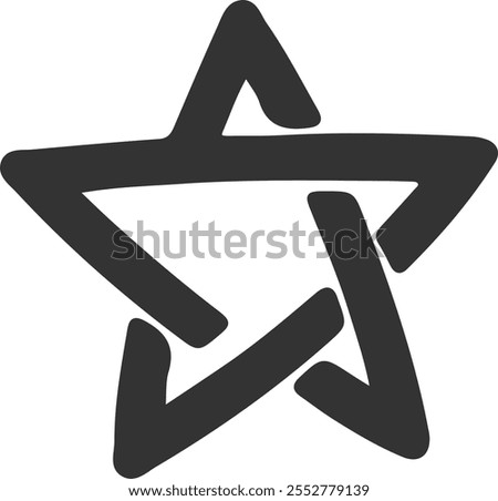 Stylish and unique five-pointed star icon. Silhouette of a five-pointed star in black.