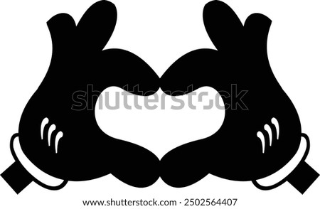 Heartfelt mickey mouse hands playful halftone art