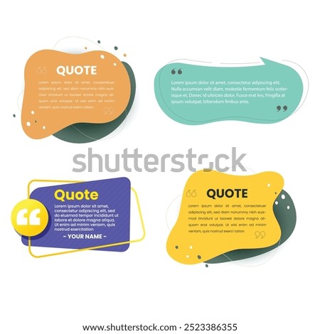 quote box frame bubble speech modern blue abstract cartoon set premium template collection