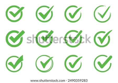 Green check mark arrow and checklist  icon bundle file