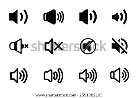 Set of media audio and video speaker icon