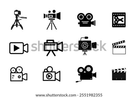 Set of media video camera icon