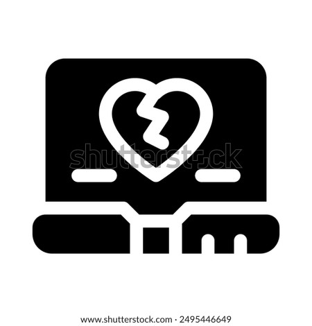 broken heart icon with style glyph