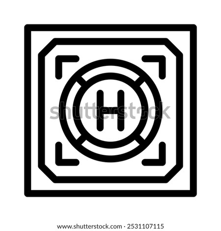 Heliport icon with style outline