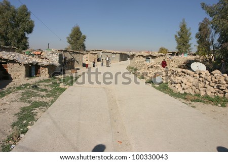 MAHMUR, IRAQ-JAN 26: Mahmur Refugee Camp in North Iraq on January 26,2007. Mahmur Camp is a home to 12,000 refugees who fled from Turkey in the 90s - those due to clashes between PKK and Turkish army