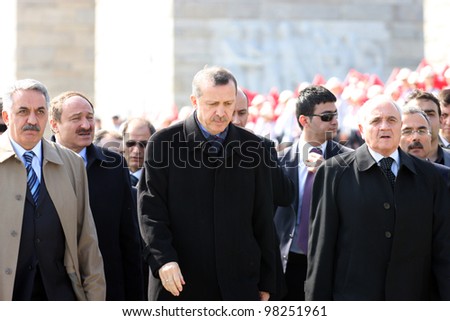 CANAKKALE, TURKEY-JANUARY 15: Turkish Prime Minister Recep Tayyip Erdogan visits the monument of Dardanel Wars January 15,2010 in Canakkale, Turkey.