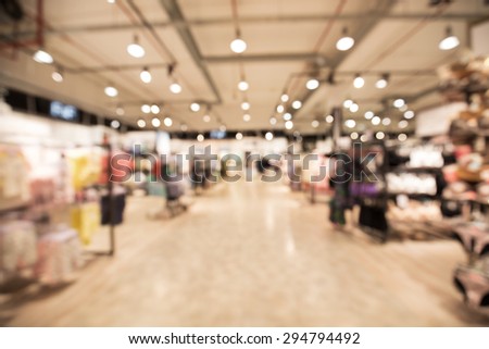 Out of focus shot of the lingerie department of a big department store