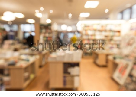 Out of focus shot from inside a book store, great as a background or backdrop