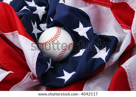 baseball lying on the us flag, great background