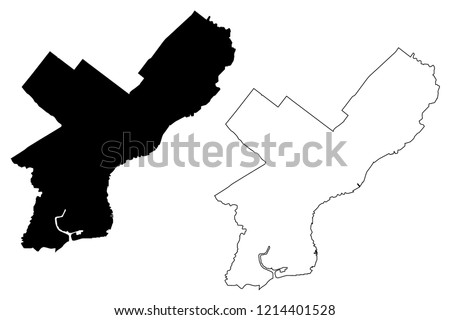 Philadelphia City ( United States cities, United States of America, usa city) map vector illustration, scribble sketch City of Philadelphia (Philly) map