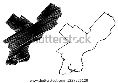 Philadelphia City ( United States cities, United States of America, usa city) map vector illustration, scribble sketch City of Philadelphia (Philly) map