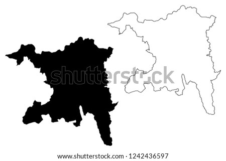 Aargau (Cantons of Switzerland, Swiss cantons, Swiss Confederation) map vector illustration, scribble sketch Canton of Argovia map